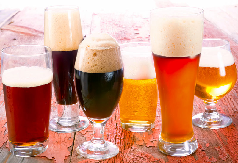 Beer In Assorted Glasses