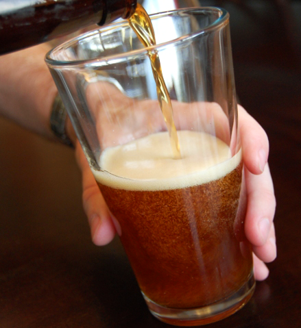 Pouring A Brown Ale Beer