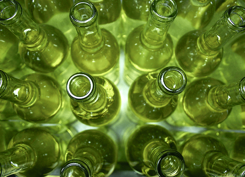 Wine Bottles After Sanitizing Wine Making Equipment