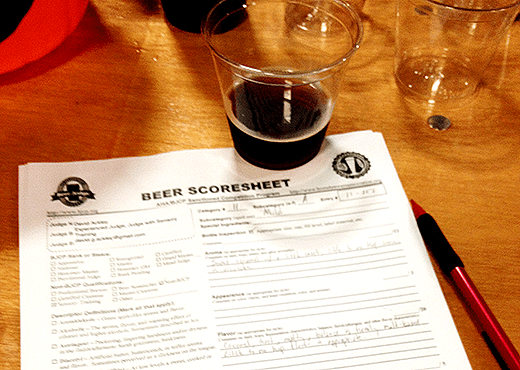 Scoresheet for judging a homebrew competition