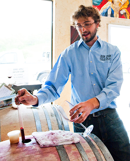 Winemaking terms being explained by winemaker