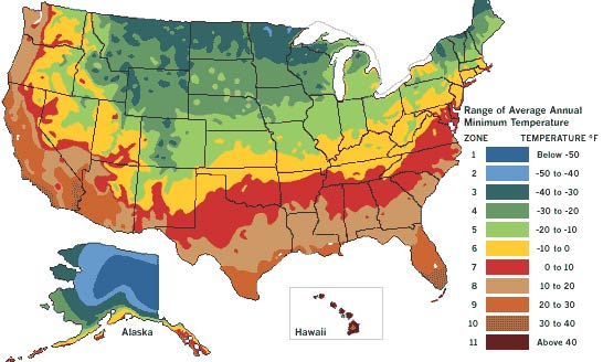 Hops growing zone map of United States